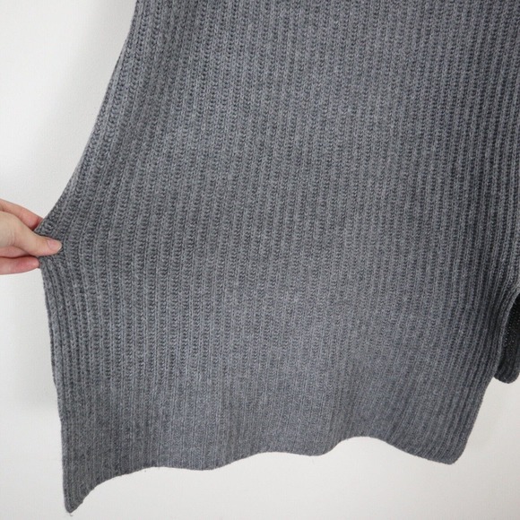 Christian Dior US 4 Cashmere Rib Knit Cowl High Low Tunic Sweater Gray - Picture 12 of 12